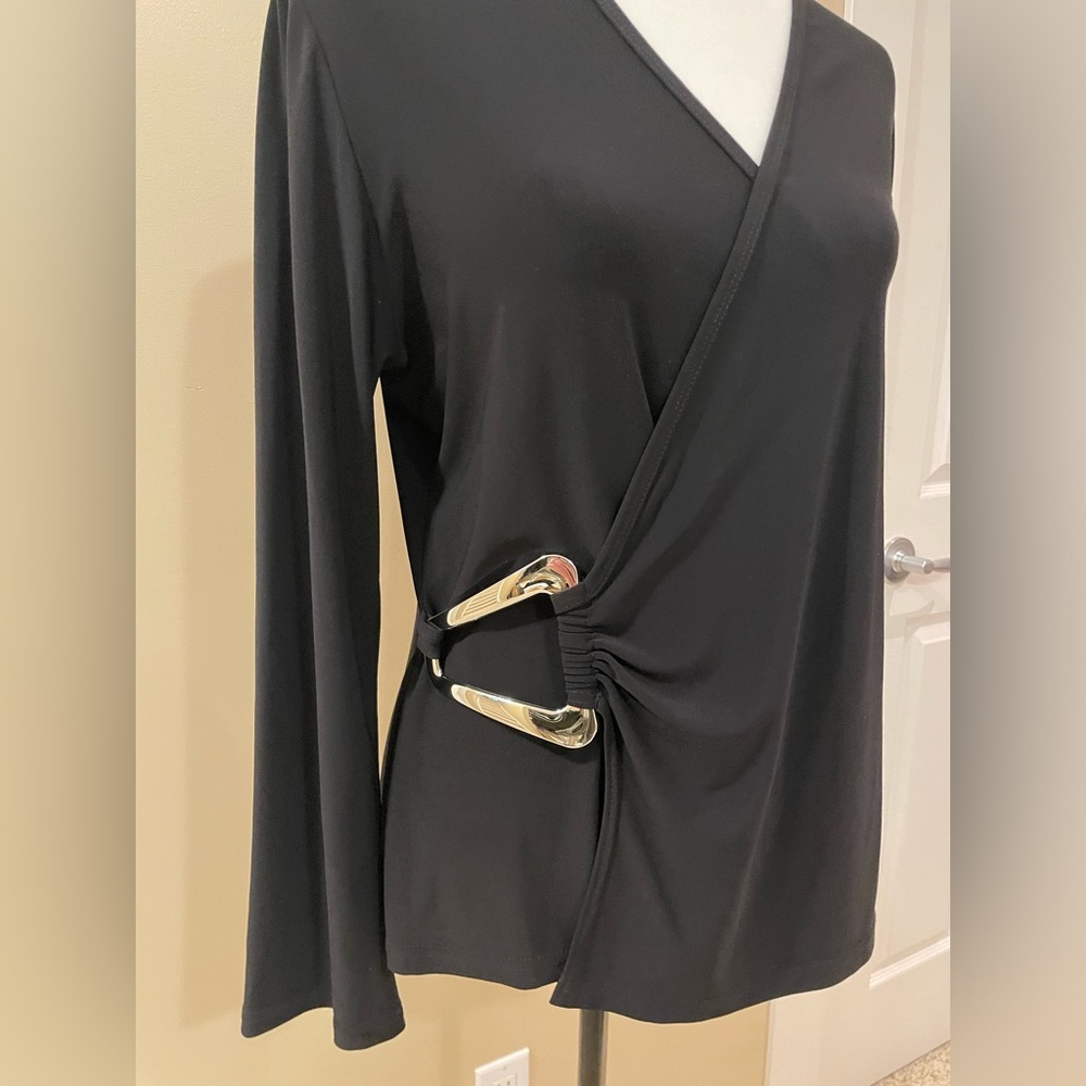 Joseph Ribkoff Black Wrap Top sz 14
